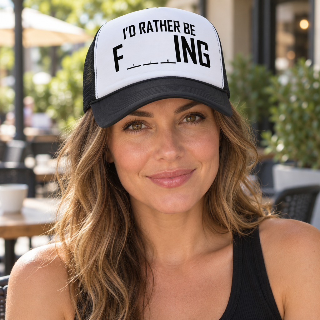 I'd Rather Be F___ing — Black Trucker Hat — lifestyle hero