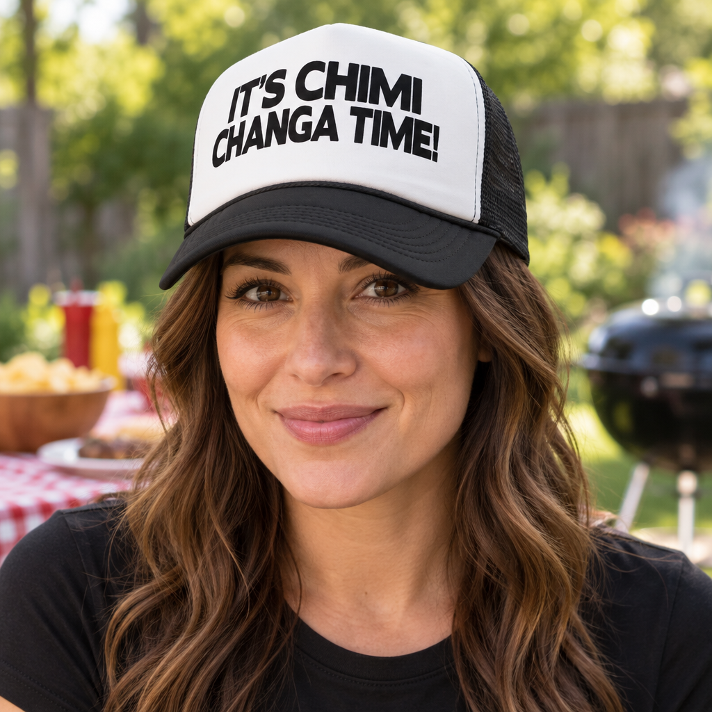 It's Chimichanga Time — Black Trucker Hat — lifestyle hero