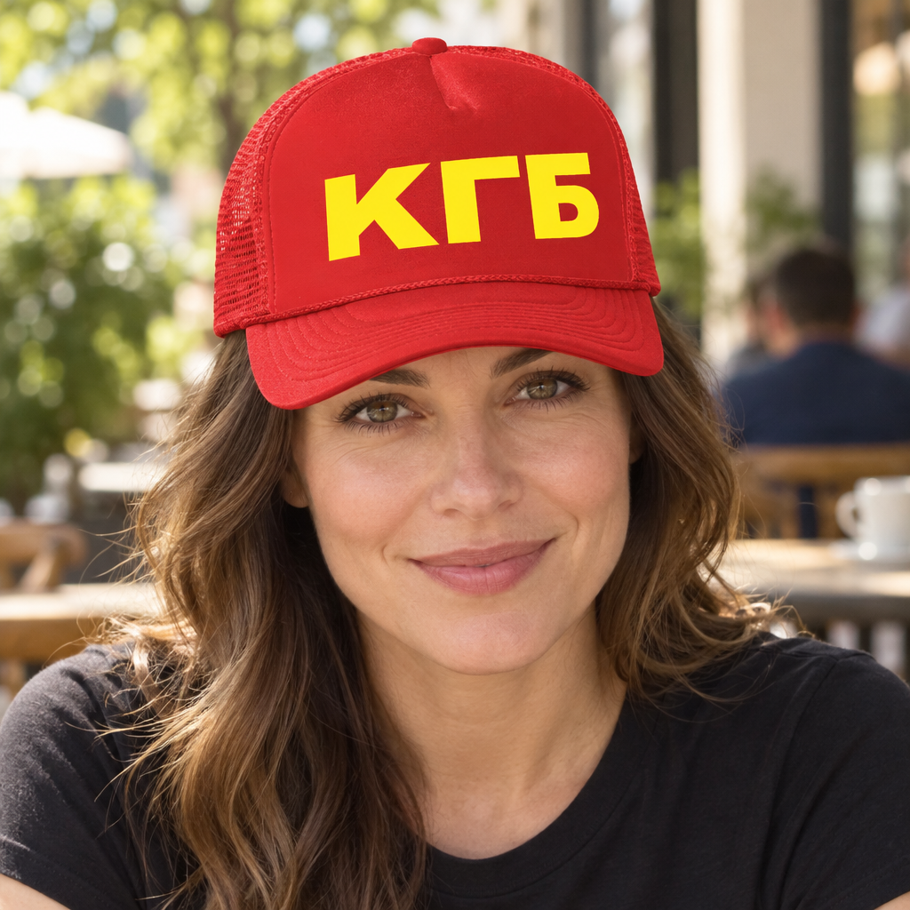 KGB — Red Trucker Hat — lifestyle hero