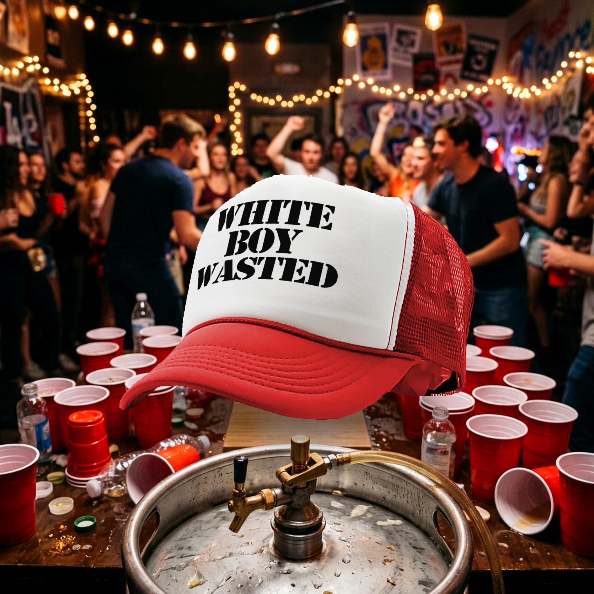 White Boy Wasted - Five Panel Retro Style TRUCKER Cap