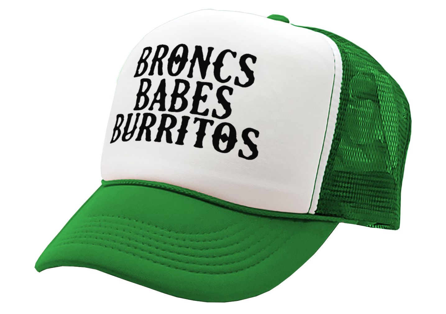 BRONCS BABES and BURRITOS - cowboy humor - Vintage Retro Style Trucker Cap Hat - Five Panel Retro Style TRUCKER Cap
