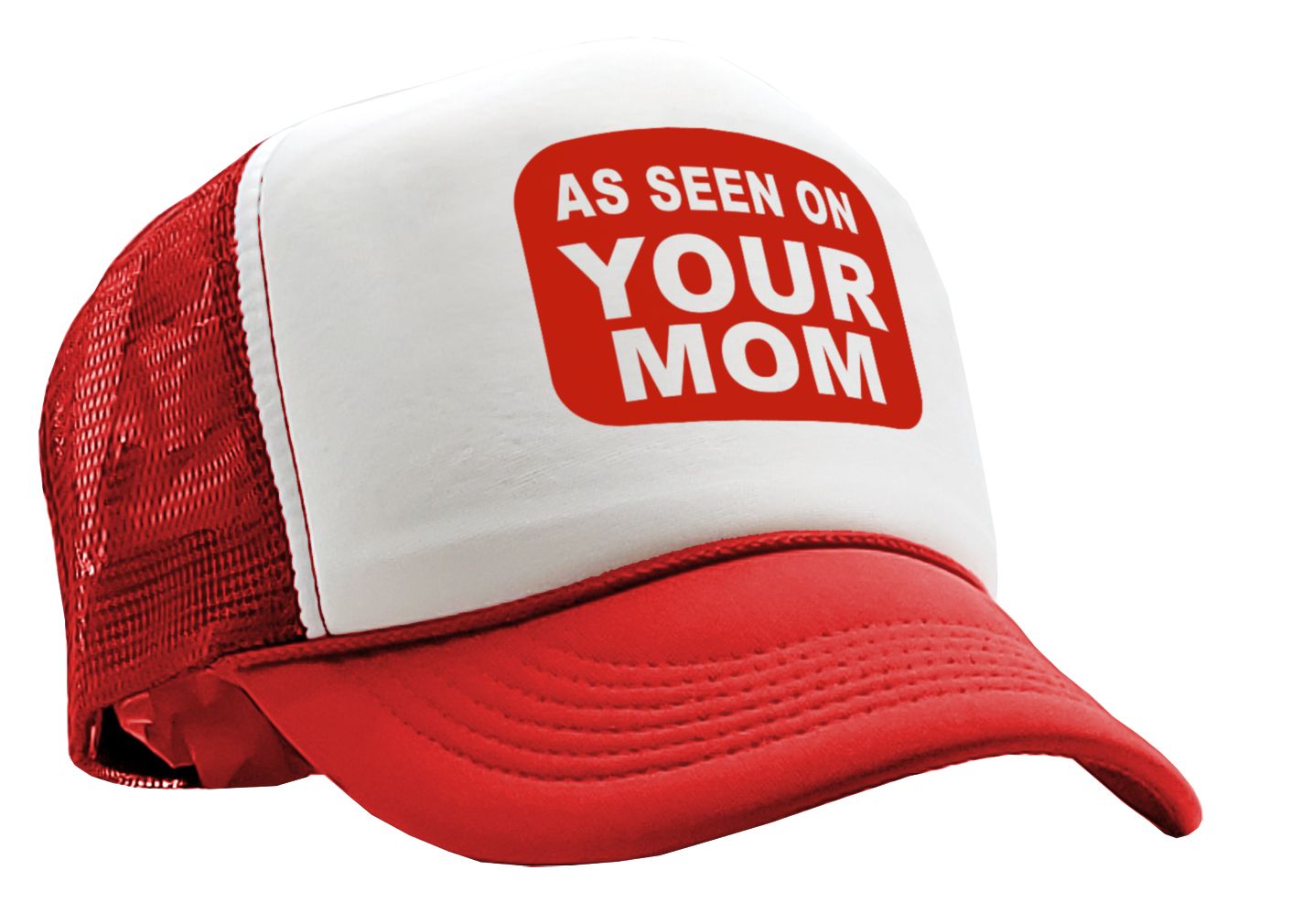 AS SEEN ON YOUR MOM - Vintage Retro Style Trucker Cap Hat - Five Panel Retro Style TRUCKER Cap