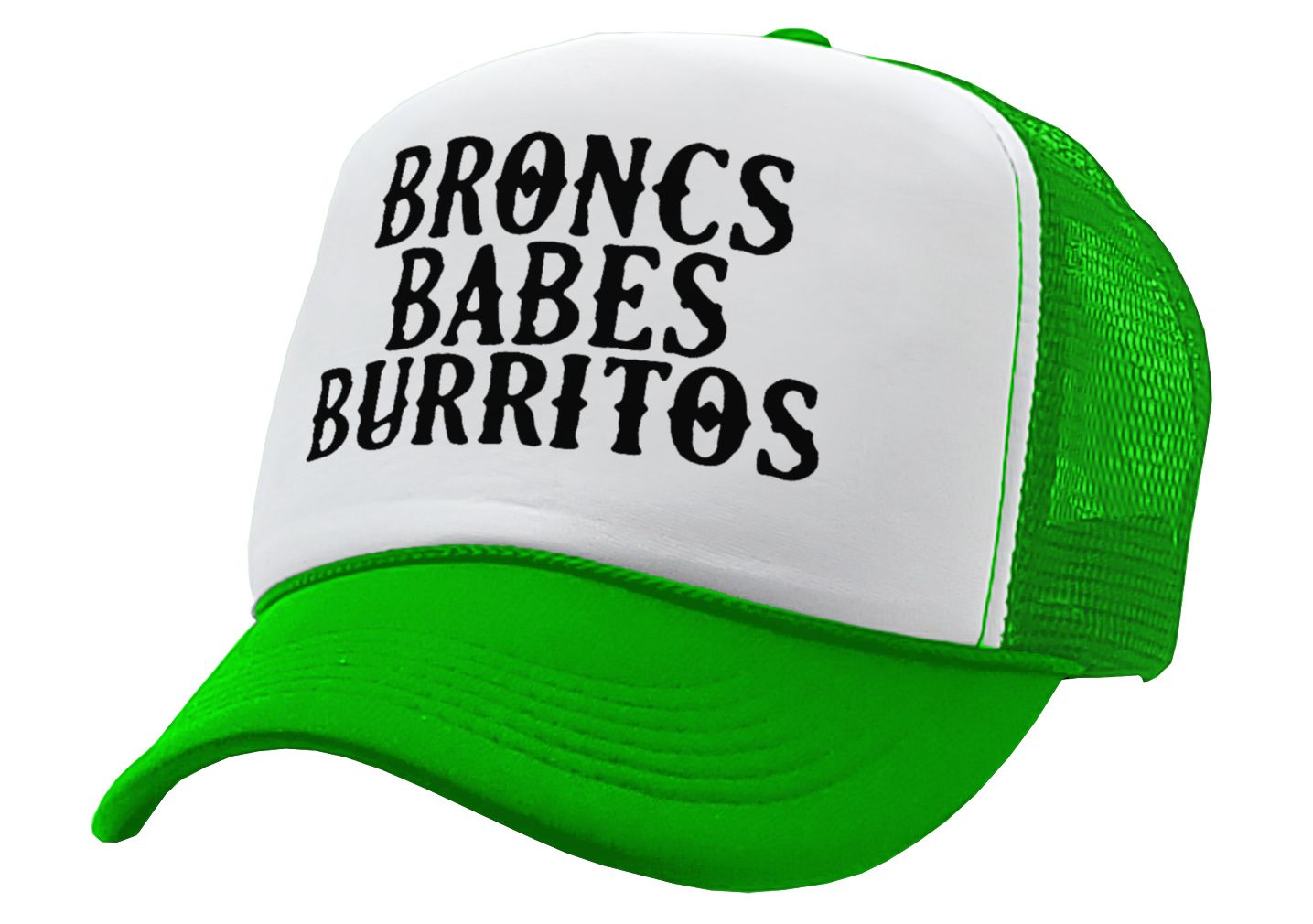BRONCS BABES and BURRITOS - cowboy humor - Vintage Retro Style Trucker Cap Hat - Five Panel Retro Style TRUCKER Cap