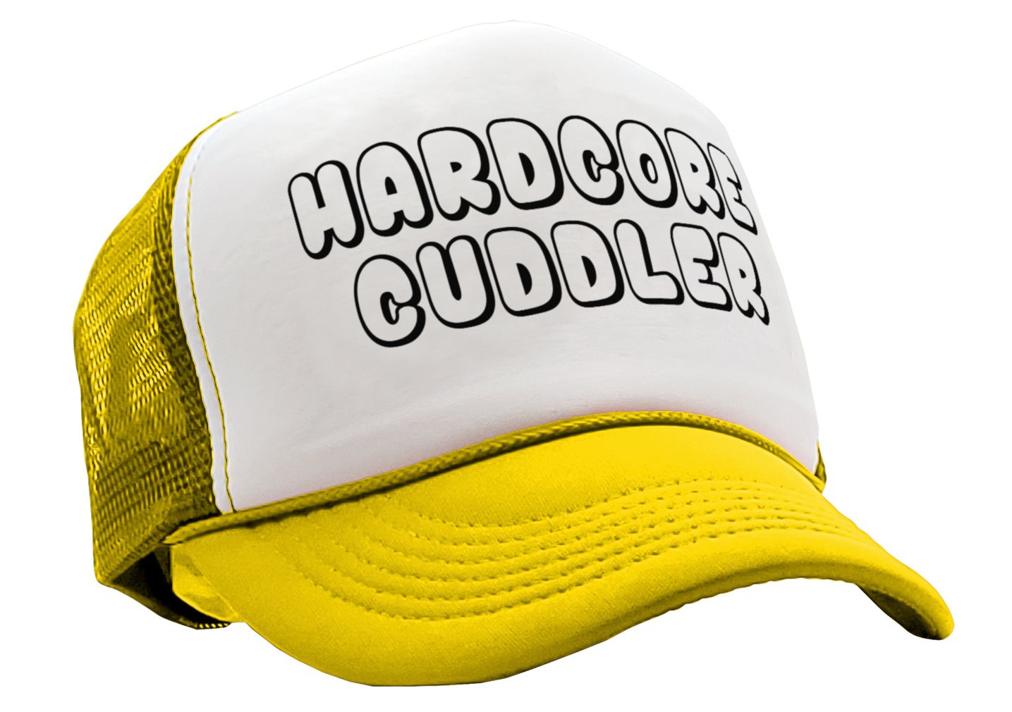 HARDCORE CUDDLER - funny sexy cute - Vintage Retro Style Trucker Cap Hat - Five Panel Retro Style TRUCKER Cap