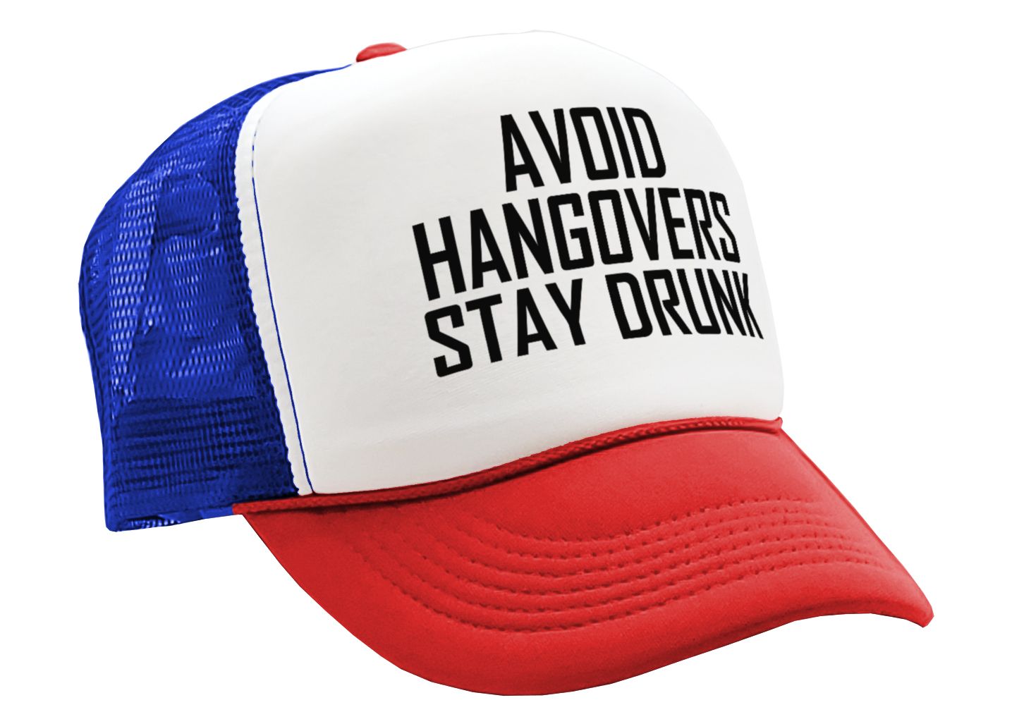 Avoid Hangovers Stay Drunk - funny joke - Vintage Retro Style Trucker Cap Hat - Five Panel Retro Style TRUCKER Cap