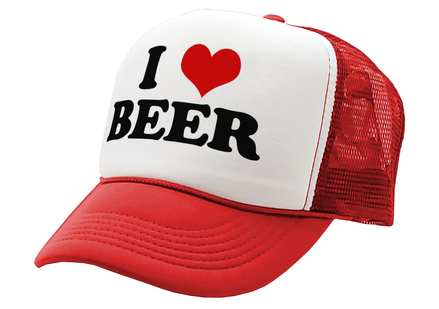 I HEART BEER - funny joke party gag - Vintage Retro Style Trucker Cap Hat - Five Panel Retro Style TRUCKER Cap