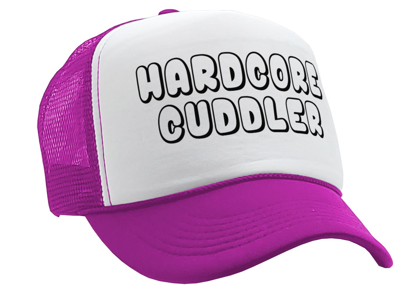 HARDCORE CUDDLER - funny sexy cute - Vintage Retro Style Trucker Cap Hat - Five Panel Retro Style TRUCKER Cap