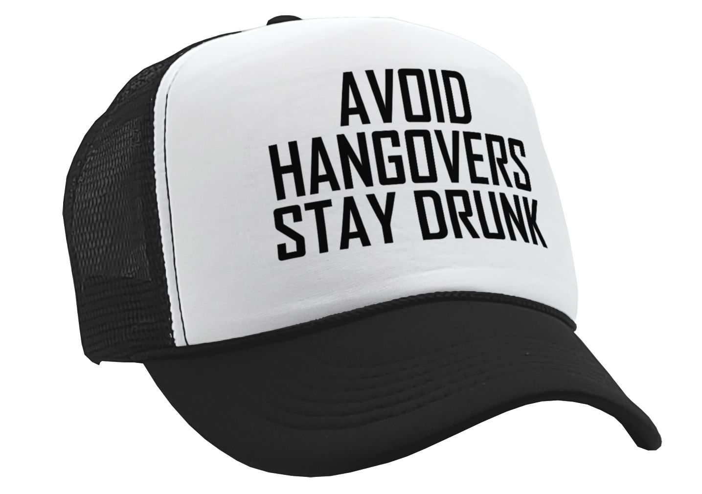 Avoid Hangovers Stay Drunk - funny joke - Vintage Retro Style Trucker Cap Hat - Five Panel Retro Style TRUCKER Cap
