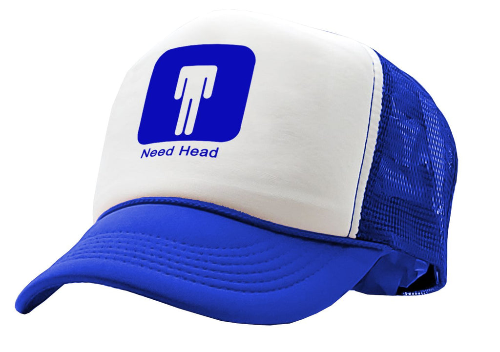NEED HEAD - international symbol sign - Vintage Retro Style Trucker Cap Hat