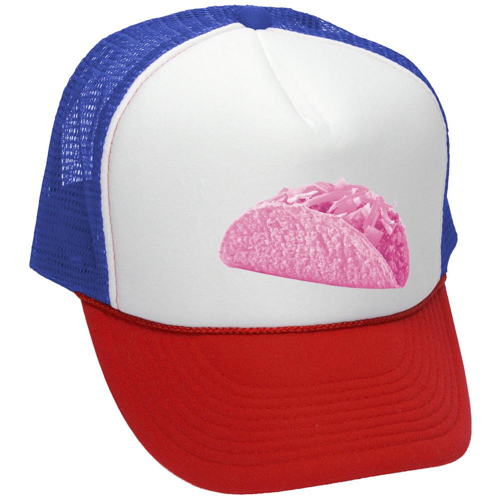PINK TACO - funny joke gag prank sexy - Vintage Retro Style Trucker Cap Hat - Five Panel Retro Style TRUCKER Cap