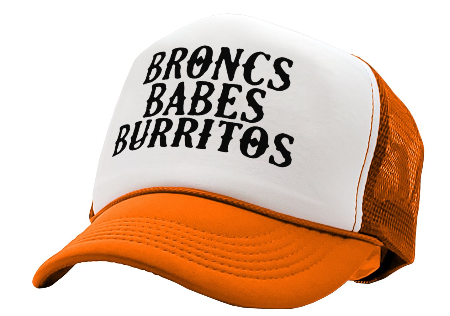 BRONCS BABES and BURRITOS - cowboy humor - Vintage Retro Style Trucker Cap Hat - Five Panel Retro Style TRUCKER Cap